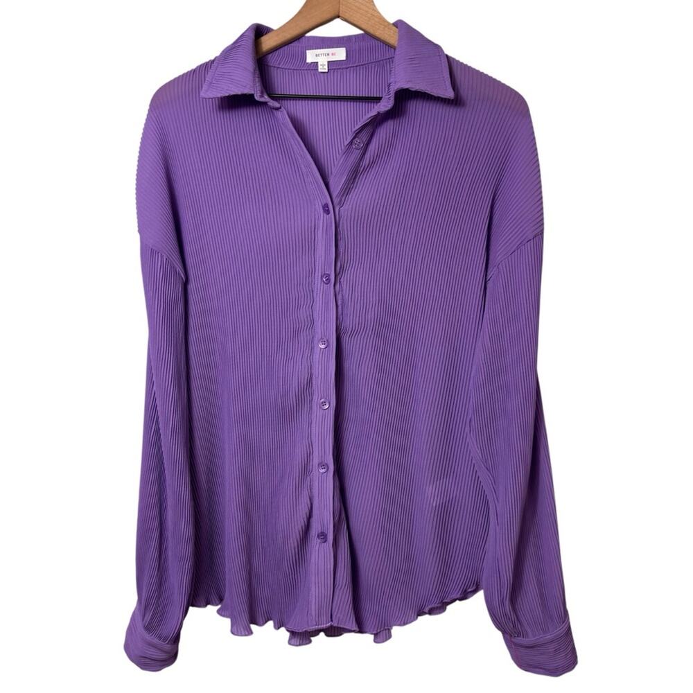 BETTER BE PURPLE LONG SLEEVE WOMEN BUTTON UP BLOUSE SIZE LARGE BRAND NWT